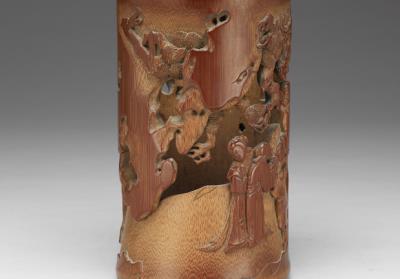 图片[3]-Carved bamboo brush pot on the story of Bodhidharma, 17th century, late Ming to early Qing dynasty-China Archive